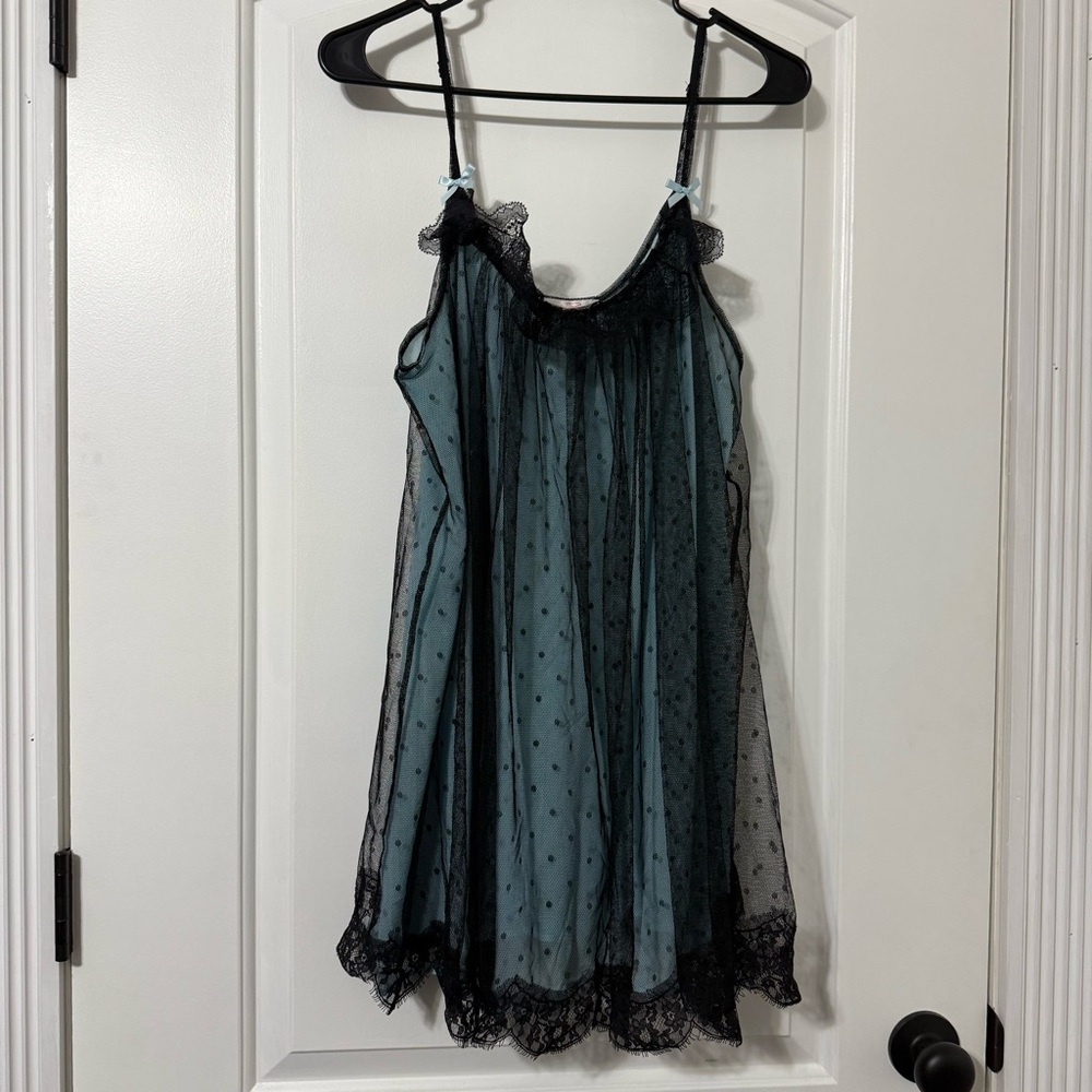 Oscar De La Renta Pink Label Short Slip Dress Black And Blue Size Large